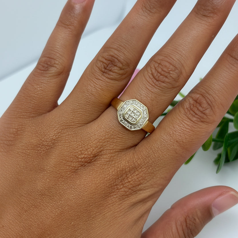 Bagues Ancienne Or Jaune 18K avec 21 Diamants - T57 - 5.01gr