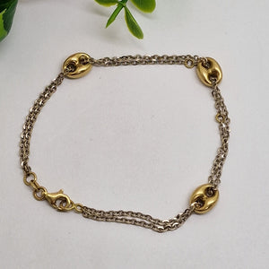 Bracelet Maillon Or Jaune et Or Gris 18K
