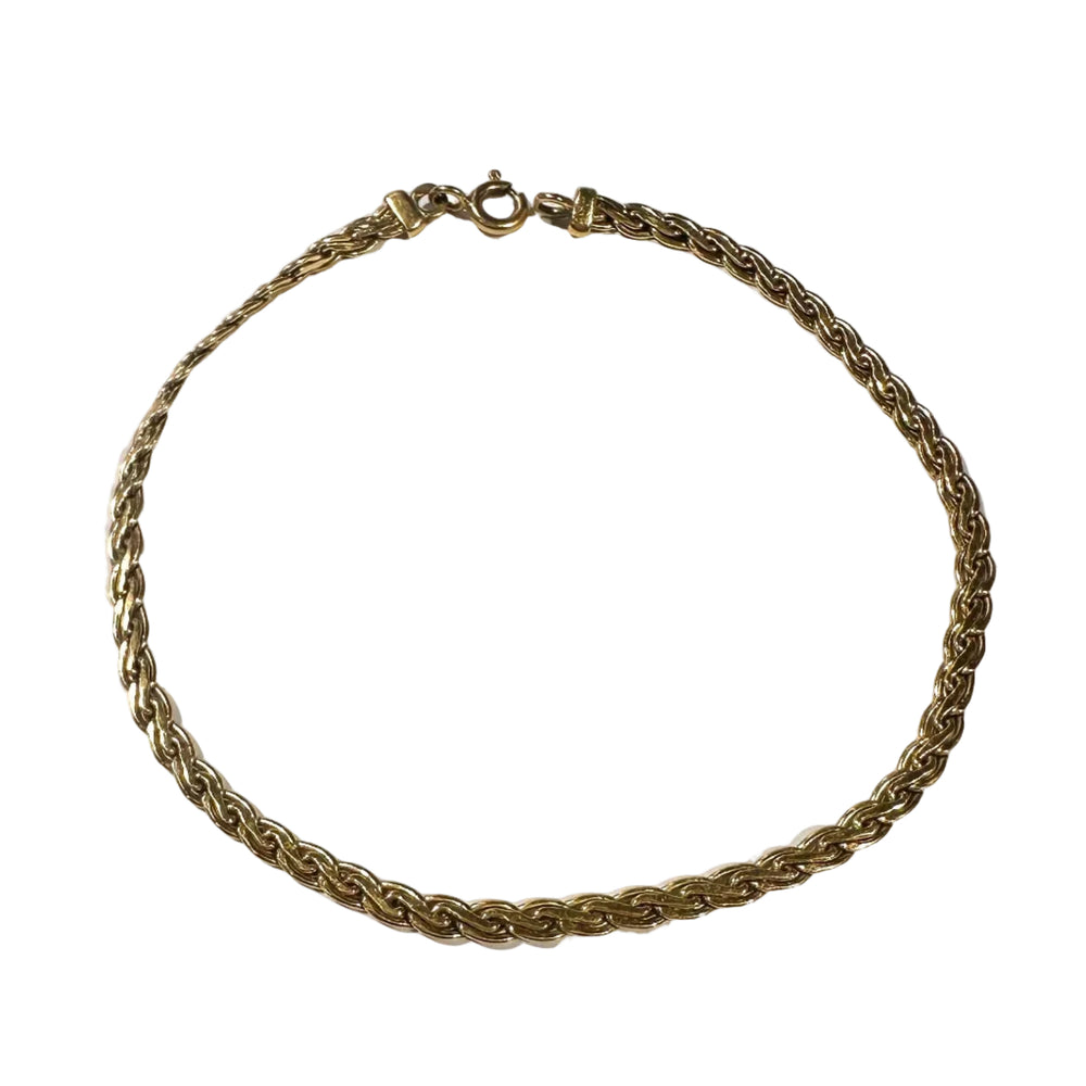 Bracelet Gourmette Tressé en Or Jaune 18k