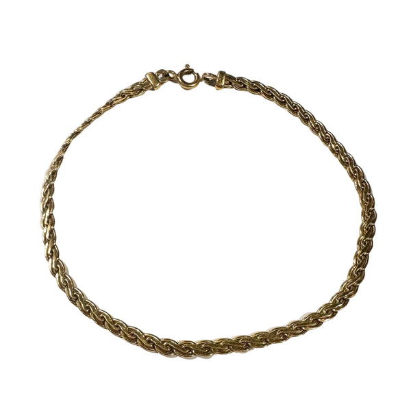 Bracelet Gourmette Tressé en Or Jaune 18k