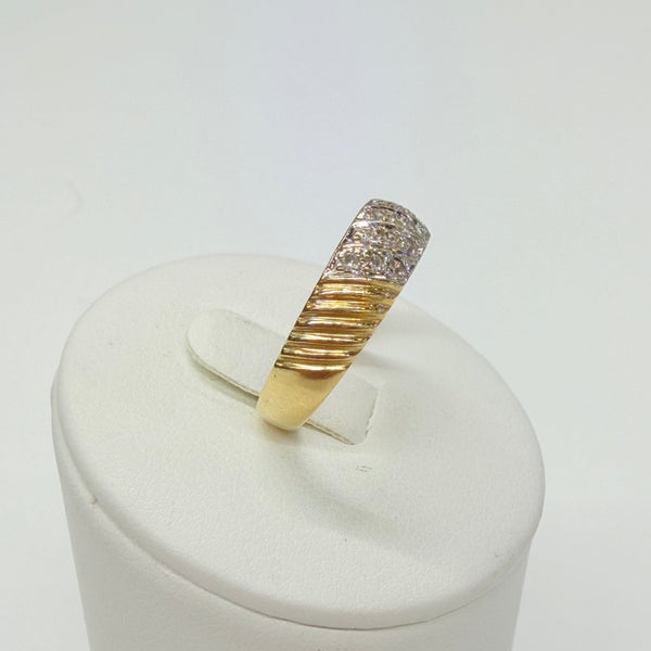 Bague empierrée en Or Jaune & Blanc 18k