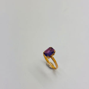 Bague en Or Jaune 18K avec améthyste unique 1.97 Grs - Taille 48