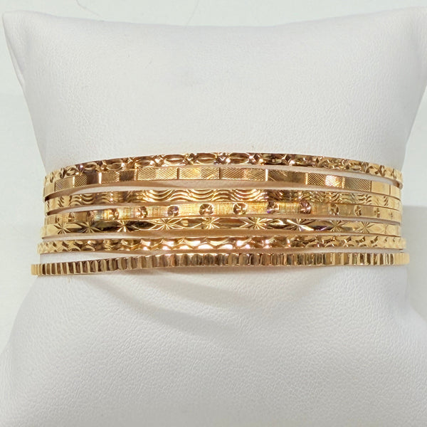 Bracelet semainier 7 joncs en or jaune 18 K