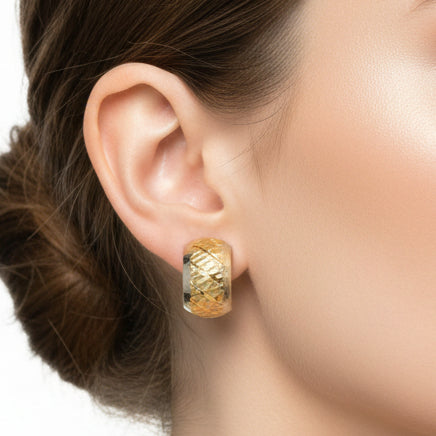 Boucles d'oreilles en Or jaune et blanc 18k -  2.21 G