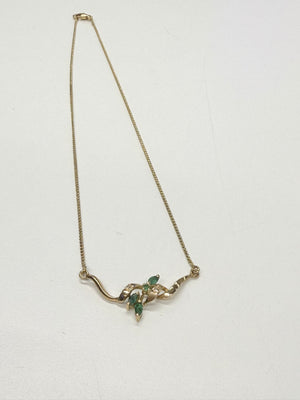 Collier Princesse Or Jaune 18k avec Emeraudes et Diamants