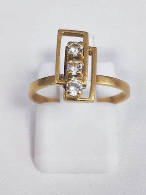 Bague géométrique en or jaune 18K Oxydes de zirconium