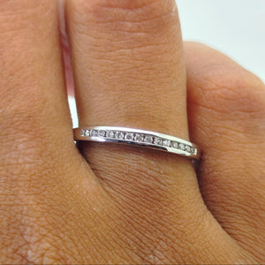 Bague Alliance en Or Blanc 18K Diamants - Taille 54 - 2.28G