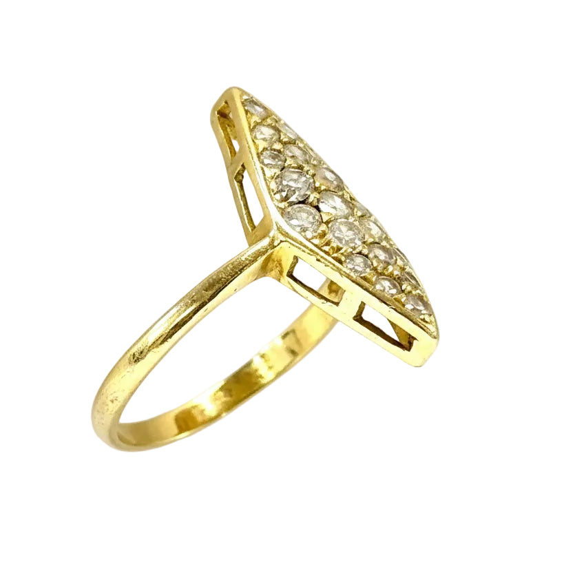 Bague Marquise en Or Jaune 18K - Taille 54 - 3.12g