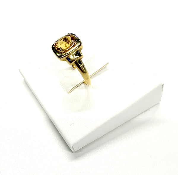 Bague Or 18k Citrine Tête d'Aigle Taille 56