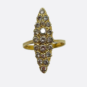 Bague Marquise Or Jaune 18K avec Zirconiums - T 53 - 4.10gr