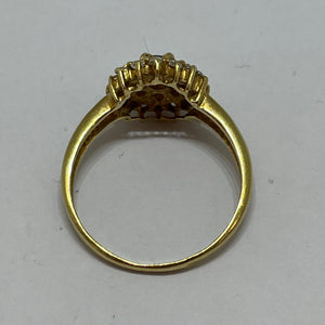 Bague Marguerite Or Jaune avec Emeraude et Zirconium  18K -T56cm