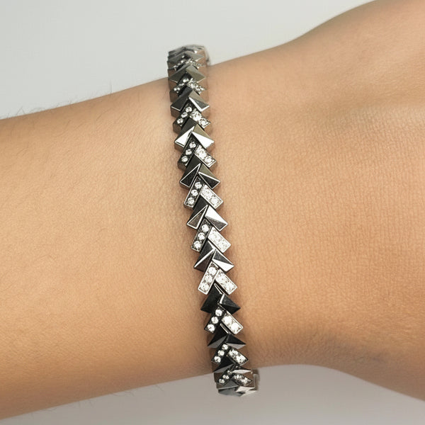 Jonc en or blanc avec diamants 18k - 21.04 G