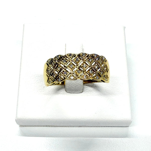 Bague en Or Jaune 18k avec Diamants - T 59