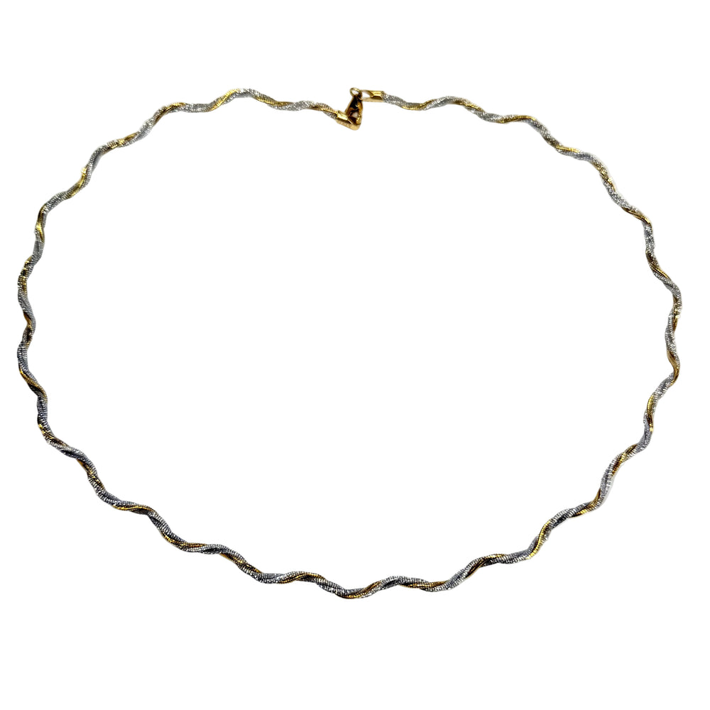 Collier Torsade en Or Jaune et Blanc 18k - 9.04 G