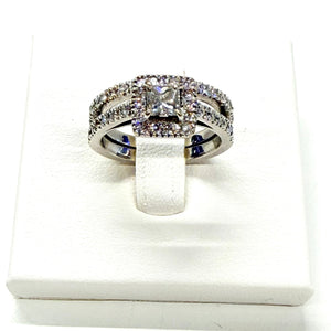 Bague demi-tour solitaire en Or Blanc 18K avec diamants 6.45 Grs - Taille 49