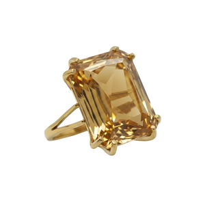 Bague Ancienne Or Jaune 18K avec Citrine 52