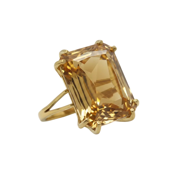 Bague Ancienne Or Jaune 18K avec Citrine 52