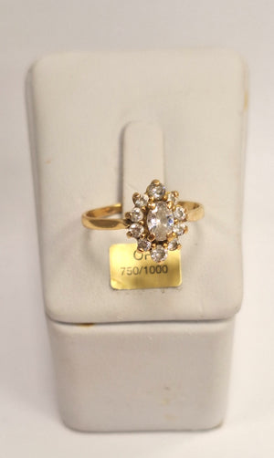 Bague Marguerite en Or jaune 18K avec Oxydes