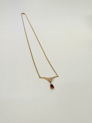 Collier Princesse Or Jaune Diamants et Rubis 18k