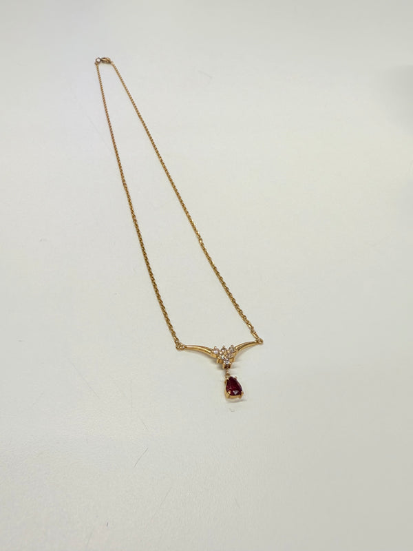 Collier Princesse Or Jaune Diamants et Rubis 18k