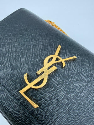 Saint Laurent - Sac Kate Small en Cuir Grainé Noir