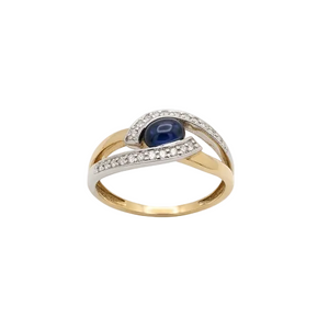 Bague Demi Tour Or Jaune 18K avec Saphir - T52 - 2.22gr