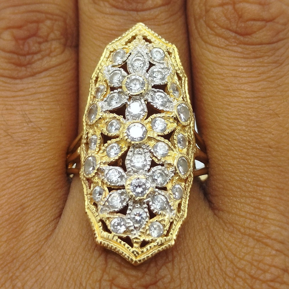 Bague Ancienne en Or Jaune et Or Blanc 18k