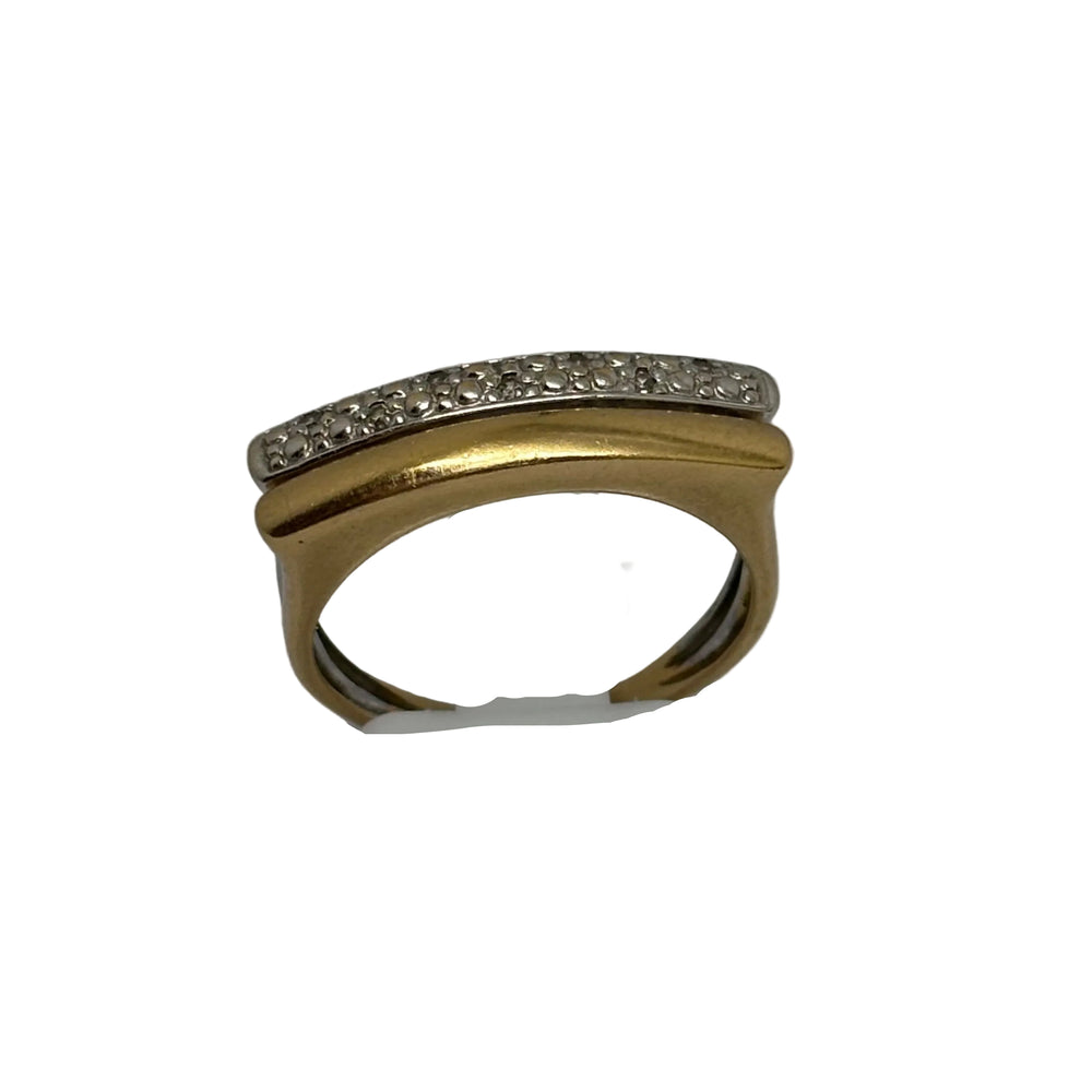 Bague Tank en Or Jaune et Gris 18K et Diamants - Taille 53 - 3.23g