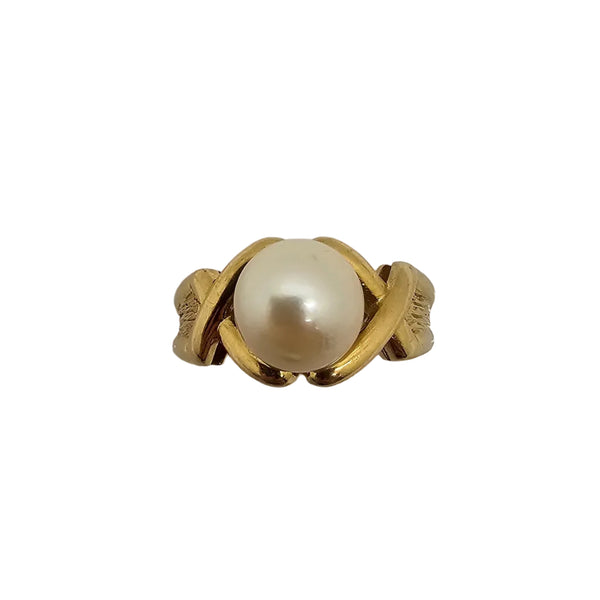 Bague solitaire perle en or jaune 18K - 9.68 G