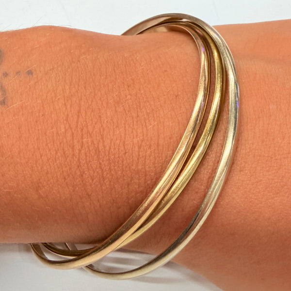 Bracelet jonc en or jaune, blanc et rose 18 K