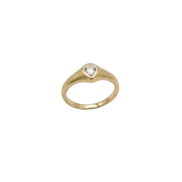 Bague Jonc Or Jaune 18k avec Oxyde - T53 - 1.91gr