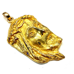 Pendentif visage de Jésus en or jaune 18 carats – 6 x 3 cm