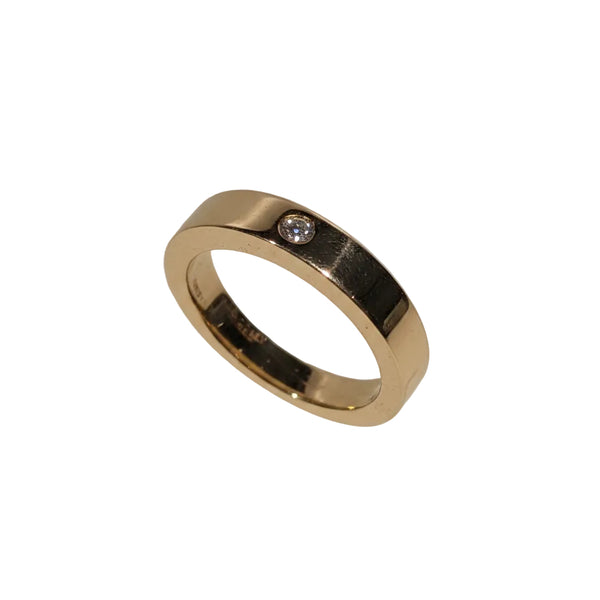 Bague Jonc Or Jaune 18K avec Diamant et Cert - 2.47 Grs - T 52