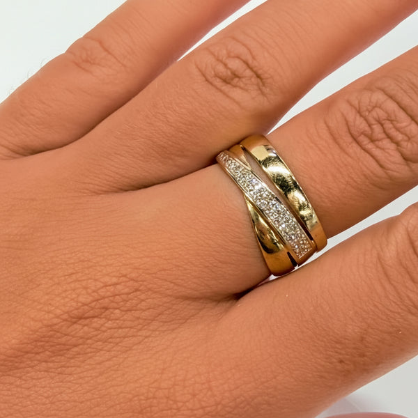 Bague en or jaune 18K - Taille 55