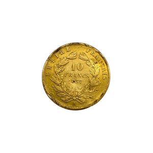 Pièce 10 Francs en Or jaune 20 K Napoléon III É