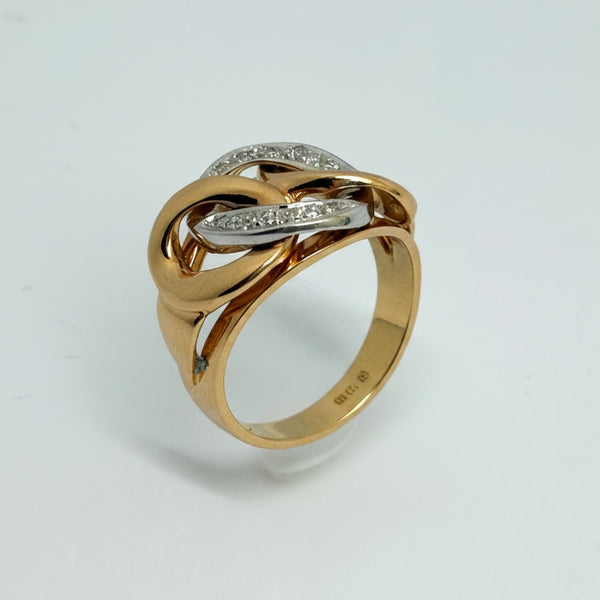 Bague Tank en Or Jaune 18k avec 14 Diamants - 7.13gr - T54