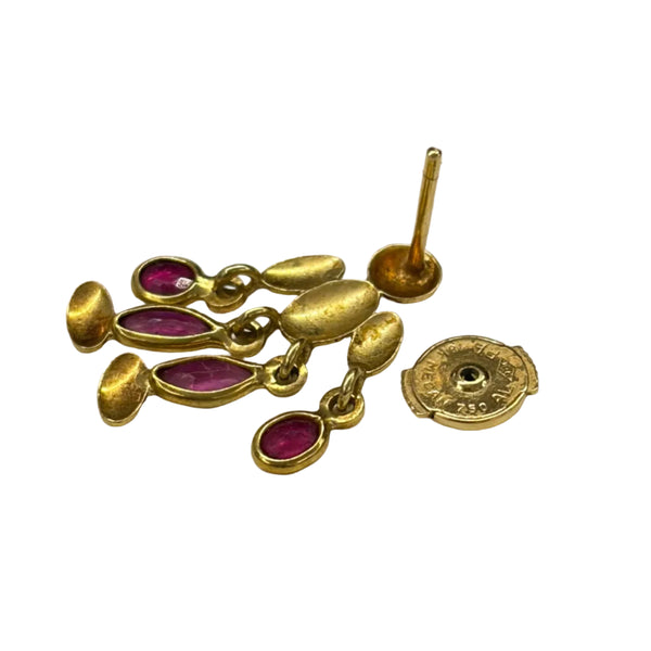 Boucles d'oreilles Pendantes avec Tourmaline en Or Jaune 18k