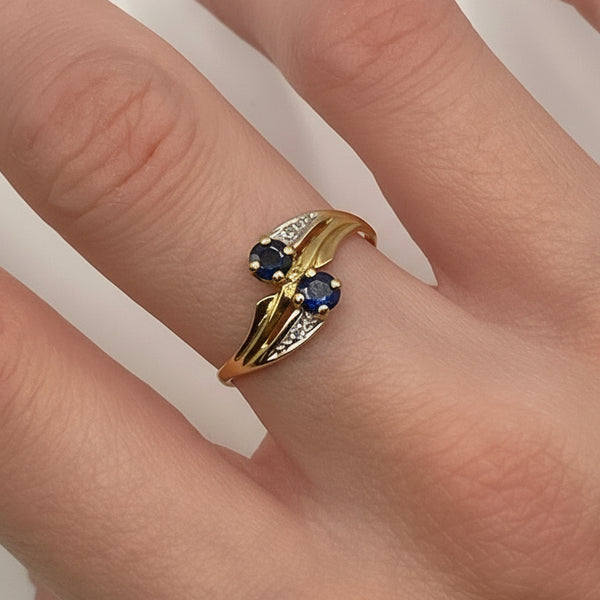 Bague en Or Jaune 18K avec Saphir - T54 - 1.55gr