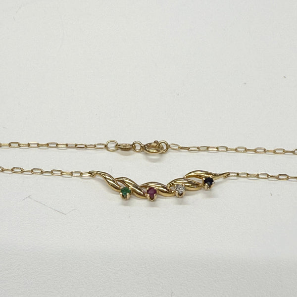 Collier Ras du Cou Or Jaune 18k avec Pierres Précieuses