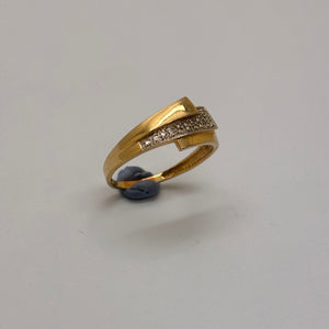 Alliance en or jaune et blanc 18K Taille-59.5