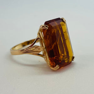 Solitaire en Or Jaune 18K Citrine - Taille 54