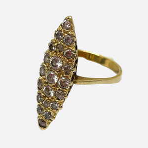 Bague Marquise Or Jaune 18K avec Zirconiums - T 53 - 4.10gr