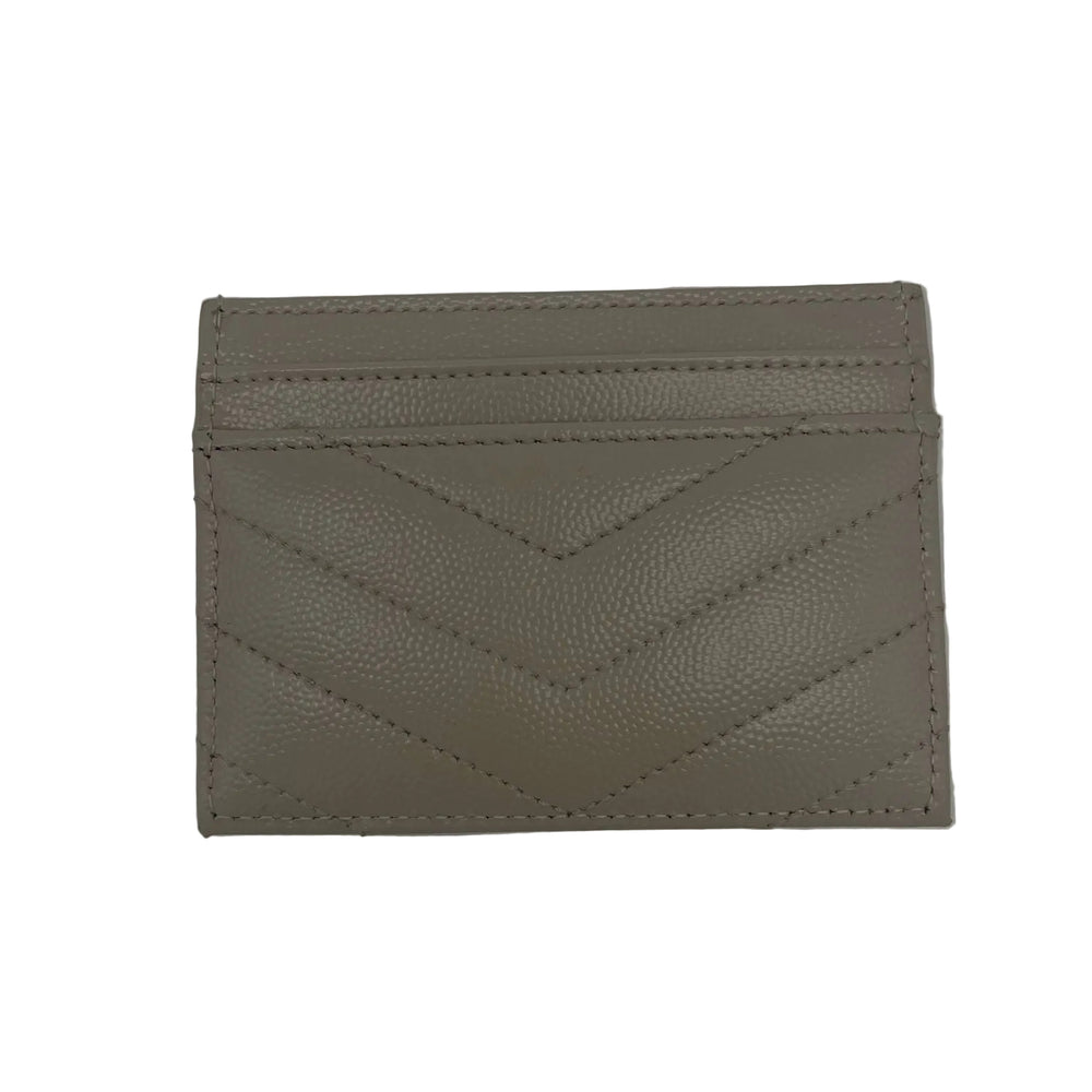Porte-carte Saint Laurent en cuir grain de poudre blanc cassé