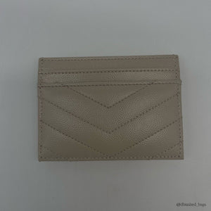 Porte-carte Saint Laurent en cuir grain de poudre blanc cassé