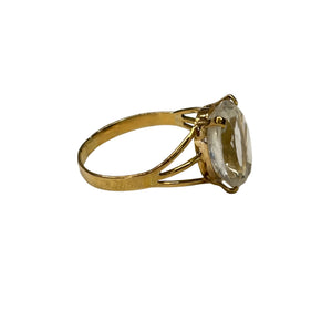 Bague Or Jaune 750, Taille 58, Topaze Blanche