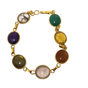 Bracelet en or avec 7 pierres naturelles