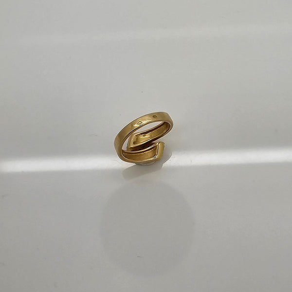 Jonc en Or Jaune 18K avec Diamants - T53 - 6.66gr