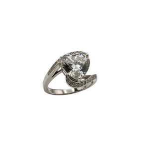 Bague Or Blanc 18K avec 25 diamants et quartz - T55 - 7.94gr