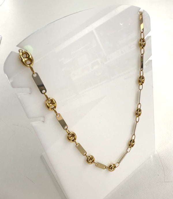 Collier Chaîne Grain de Café en Or Jaune 18K