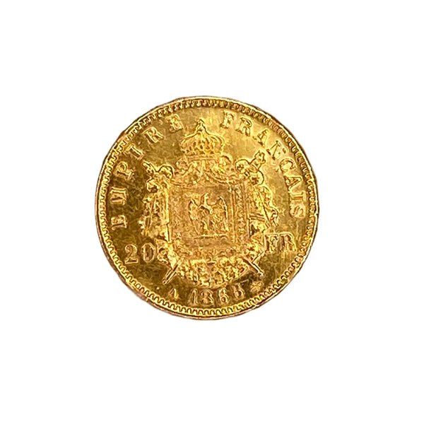 Pièce 20 Francs Napoléon III en or jaune 20k -  6.44 G